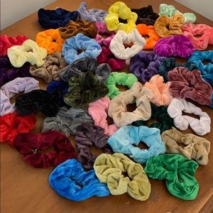 Hair Scrunchies lot of 45 multi colored